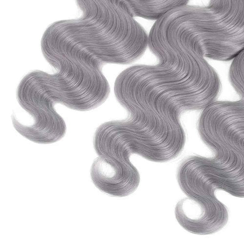 Giginger Sliver Grey Human Hair Bundles 18 20 22 inch Body Wave Human Hair Bundles Highlight Sliver Grey 100% Unprocessed Raw Quick Weave Hair for Black Women