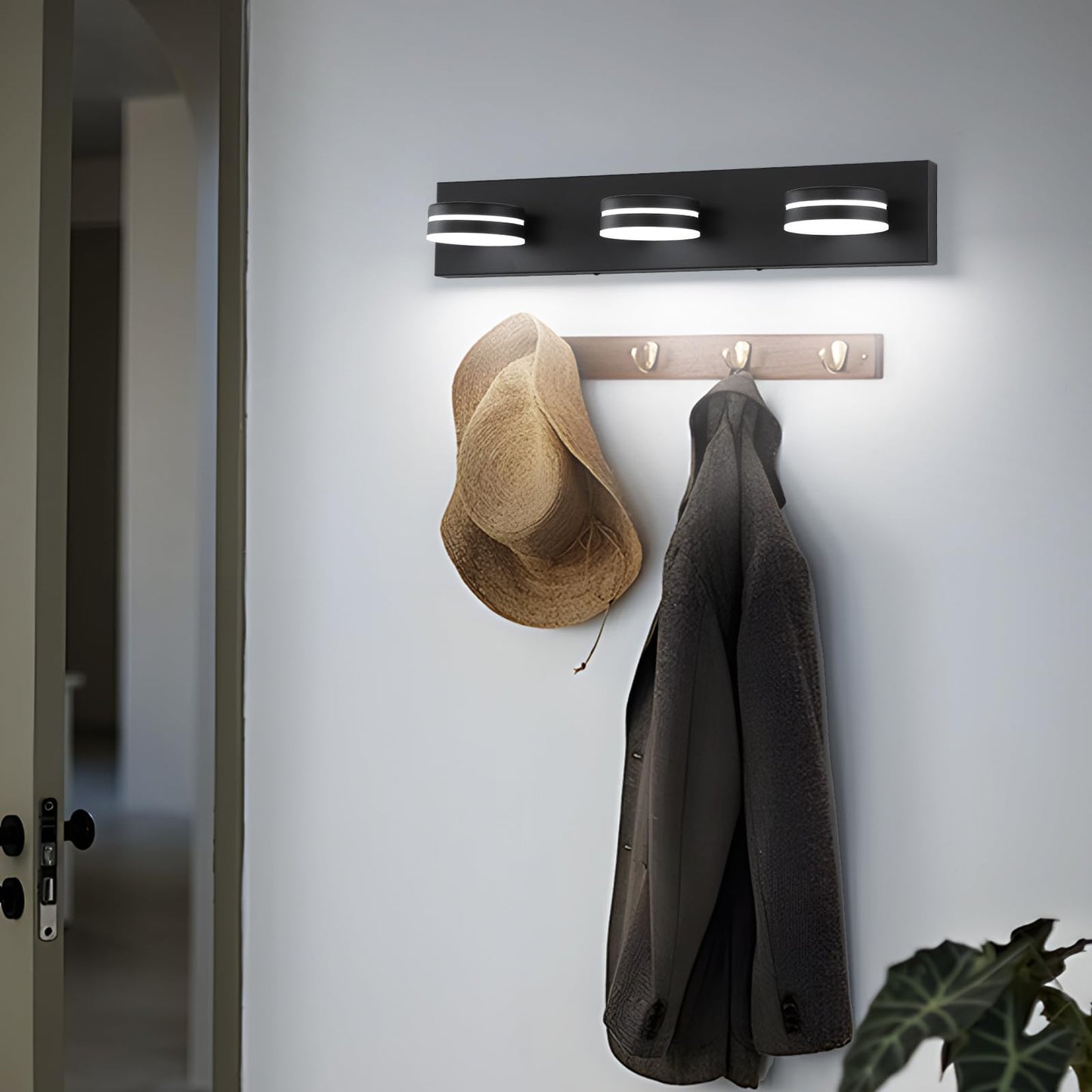 Bicrink 3-Light Bathroom Vanity Light Over Mirror, (24inch Dimmable) Matte Black LED Vanity Lighting Fixtures, Modern Bathroom Wall Light Fixtures with 360°Rotating Lamp Head (Cool White 5500K)