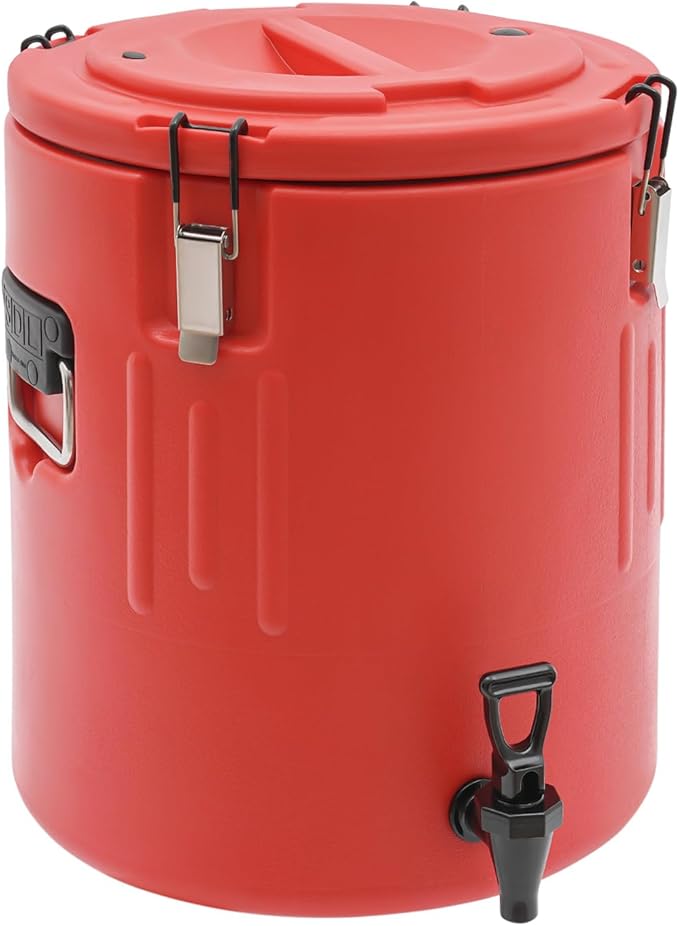 KONGKUNI Insulated Beverage Dispenser, Ice and Hot Drink Dispenser with Stainless Steel Interior & Spout, Hot Water Drink ...