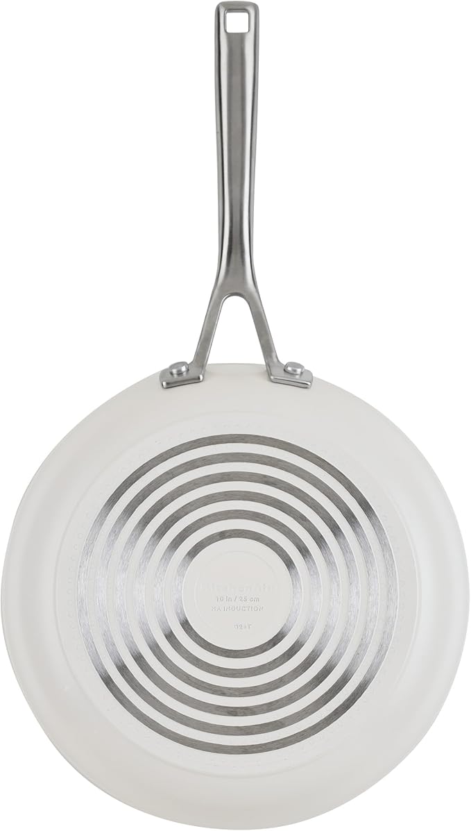 KitchenAid Hard Anodized Ceramic Induction Nonstick Pots and Pans with Saucepans, Frying Pans, Stockpot, and Lids, Dishwasher Safe, 9 Piece Cookware Set with Stainless Steel Handles - Porcelain White