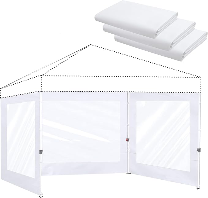 Clear Canopy Sidewalls for 12x12 Pop Up Tent,3 Pack Sunwalls Only,(White)