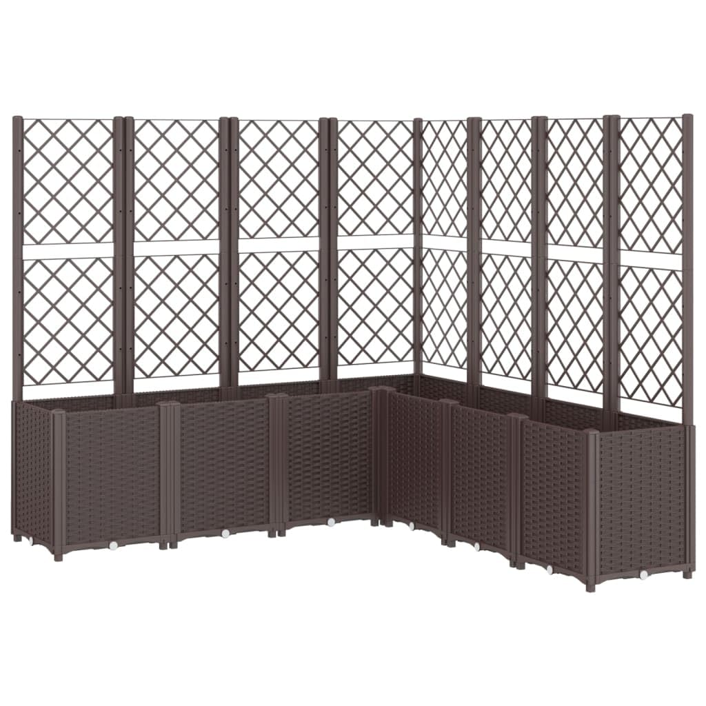 LNJXTVCQ Modular Garden Planter with Integrated Trellis, 63 x 63 x 55 Inch Brown Polypropylene Raised Bed for Climbing Plants, Large Outdoor Flower Box for Patio, Balcony, and Backyard