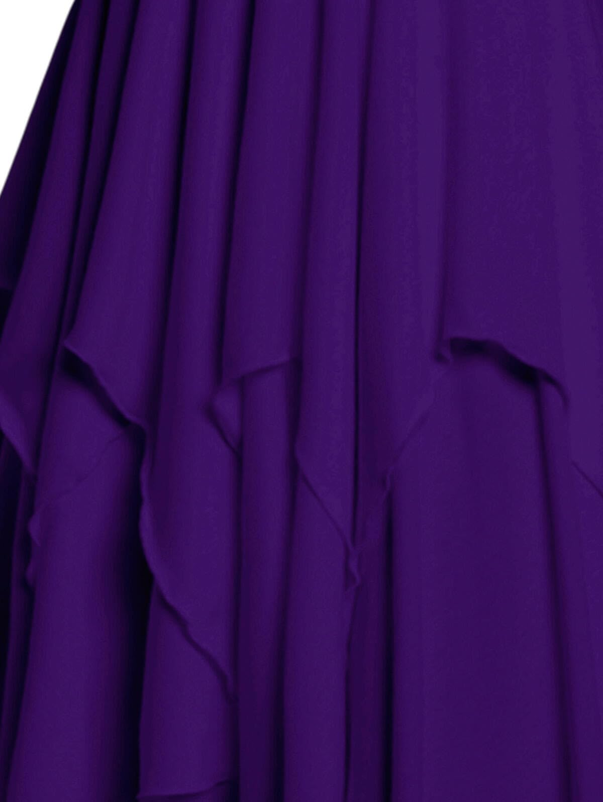 DRESSFO Women's Casual Sleeveless V Neck Tiered A Line Flowy Wrap Gothic Dress (Concord/Large)