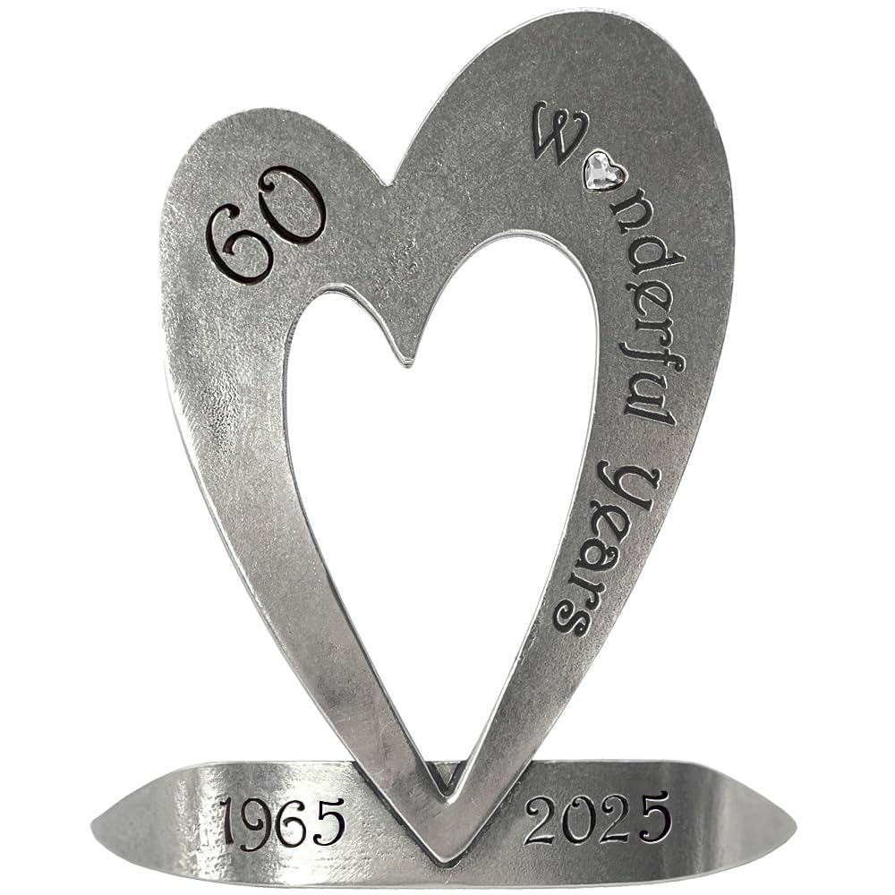 English Pewter Company 60th Diamond Wedding Anniversary Heart Keepsake Gift with Crystal Personalised with Your Years [ANN105]