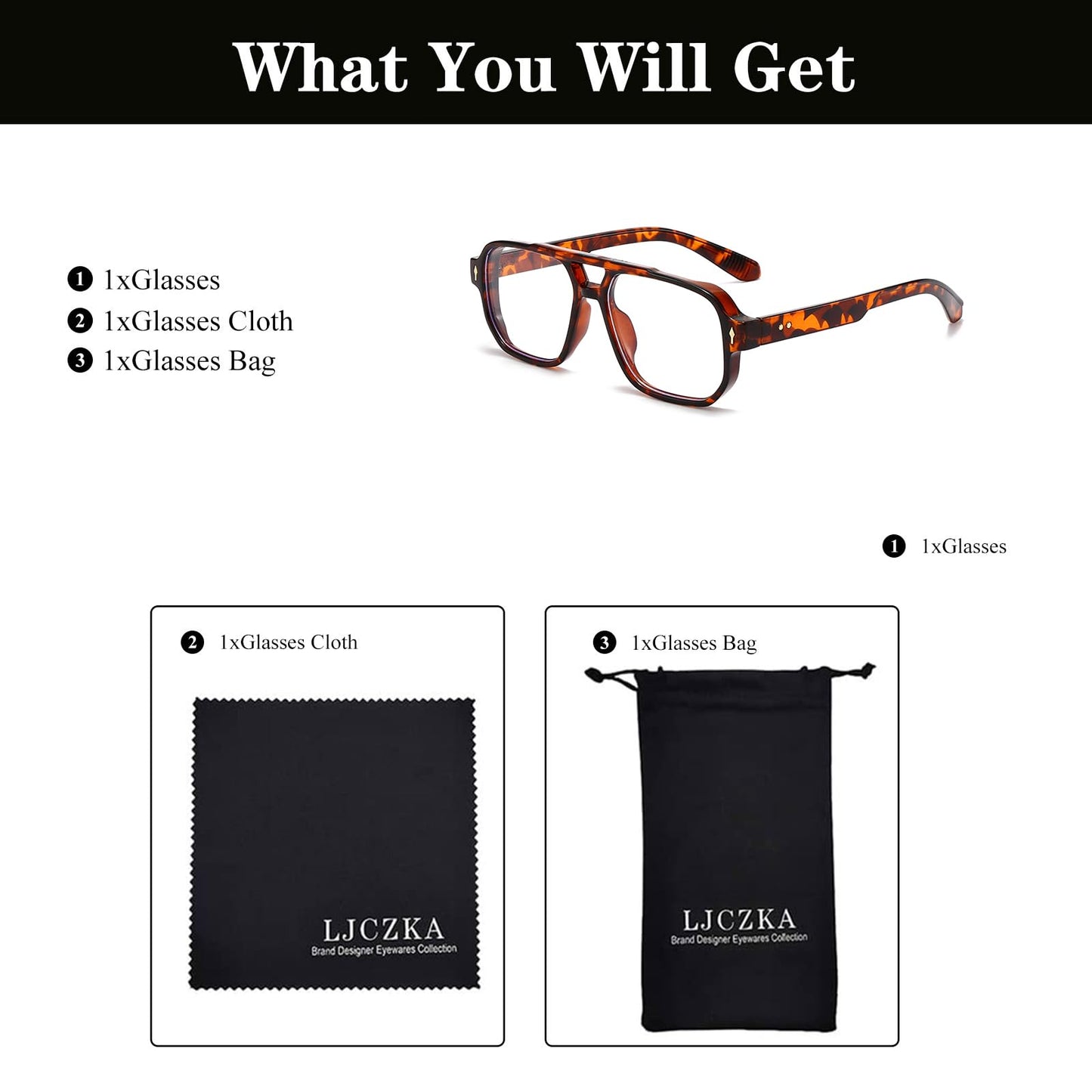 Ljczka Pilot Blue Light Blocking Glasses Women Men 70S Retro Square Frame Oversized Computer Eyeglasses Anti Glare Clear Lens (T