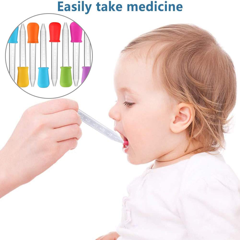 Shuiniba 5ml Liquid Droppers Medicine Silicone and Plastic Pipettes Eye Dropper with Bulb Tip for Kids Candy Molds (8 Pack）