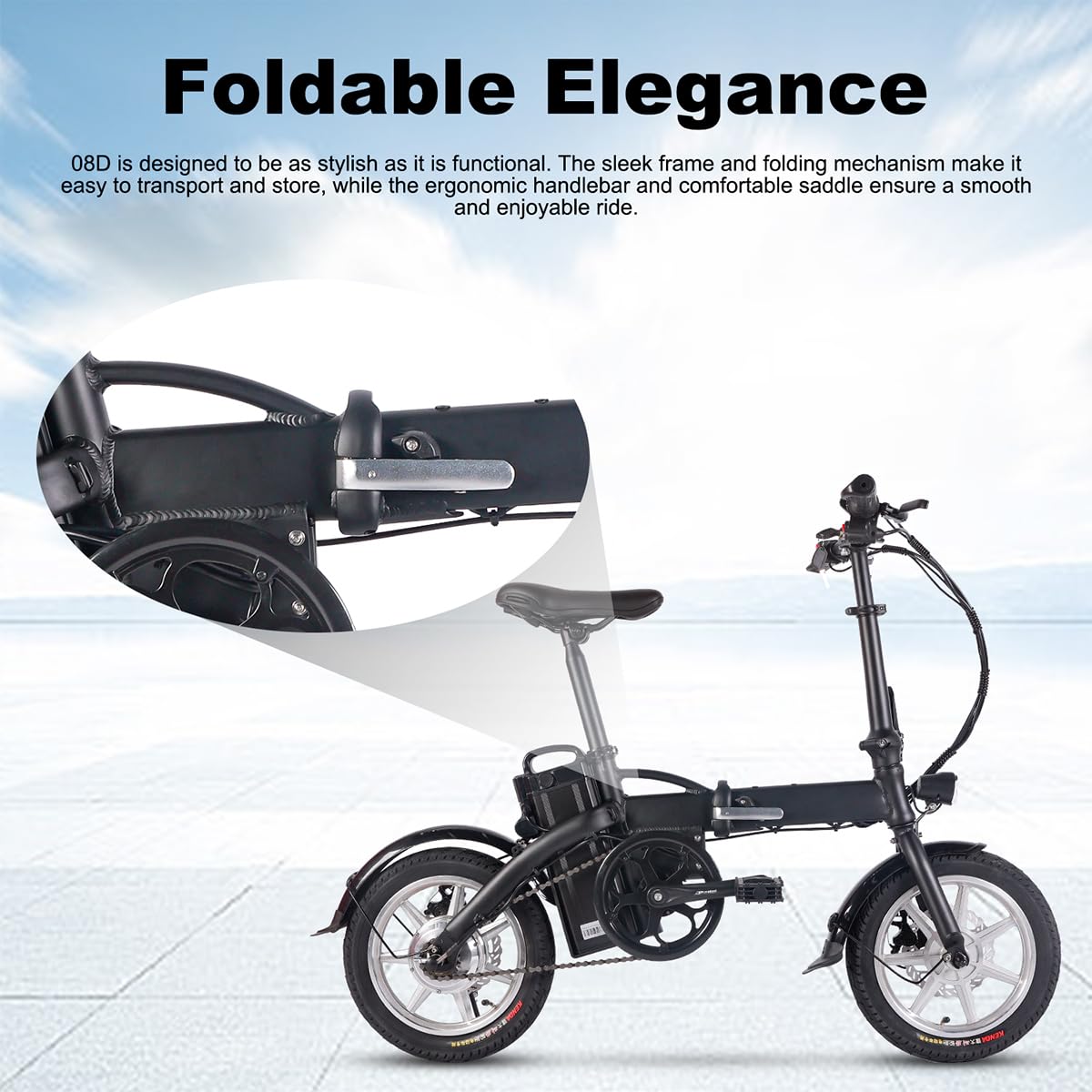 CEMOTO Electric Bike for Adults 350W Motor Folding Ebike 14" Adults Electric Bicycles 48V 10Ah Removable Battery UL2849 and GCC Certified up to 45 Miles