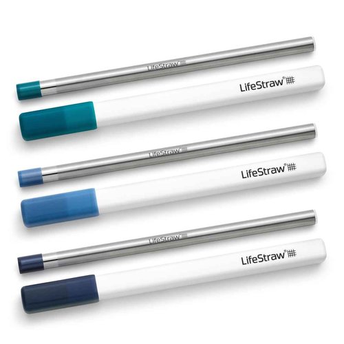 LifeStraw Sip 3-Pack, Reusable Stainless Steel Water Filter Drinking Straw with 3 Carry Cases, Removes Microplastics, Bacteria and Parasites for Travel and Everyday Use