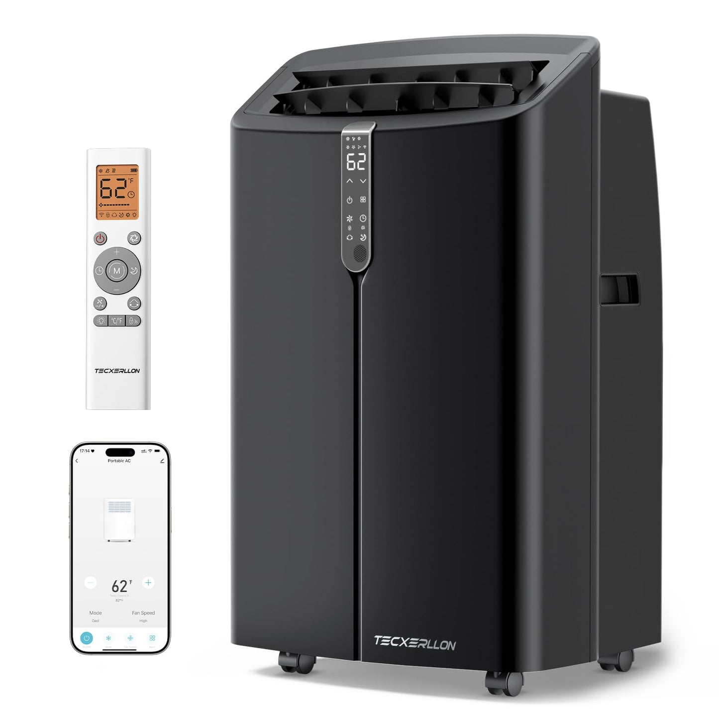 TECXERLLON 16000 BTU Portable Air Conditioners with App Control, Cools Up to 850 Sq.Ft, 4-in-1 Smart Portable AC Unit with Cooling, Dehumidifier, Fan & Sleep Mode, Self-Evaporating for Home & Office