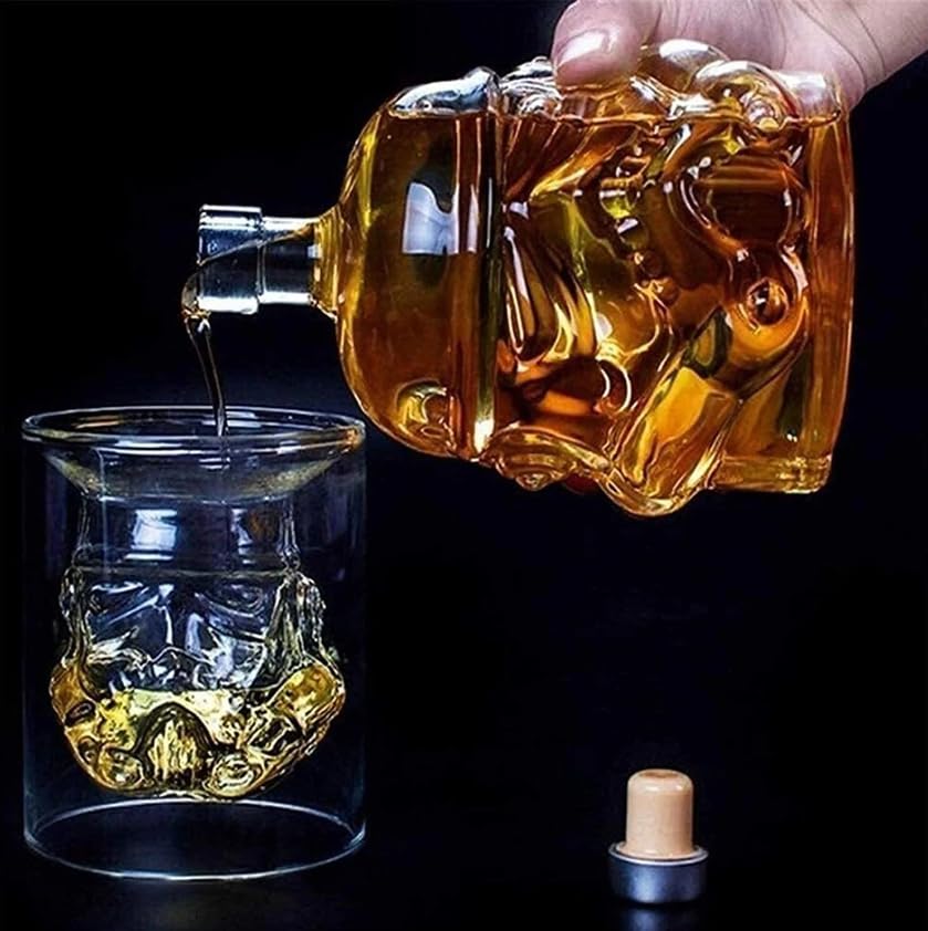 Stormtrooper Creative Whiskey Decanter Set Bottle with 2 Wine Glasses 150ml for liquor, Bourbon, Scotch, Vodka, Father's Day Gift for Men Women, Star Set Wars