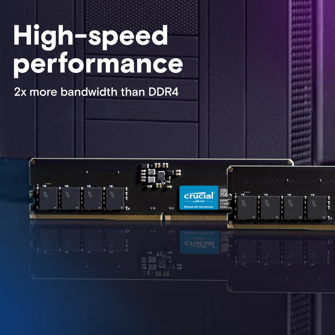 Crucial 16Gb Ddr5 Ram, 5600Mhz (Or 5200Mhz Or 4800Mhz) Desktop Memory, Udimm 288-Pin, Compatible With Intel Core And Amd Ryzen -