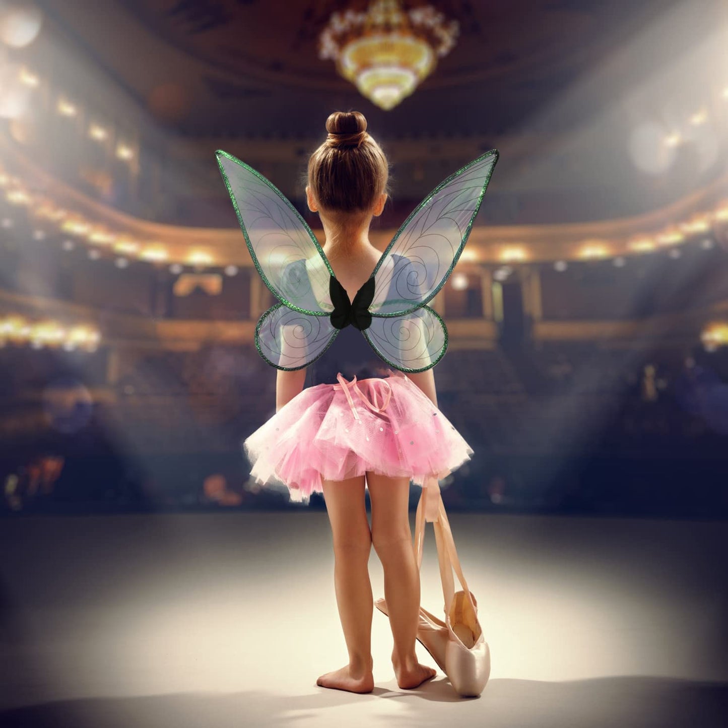 Lucakuins Fairy Wings for Girls Halloween Costumes,Butterfly Fairy Wings for Fairy Costumes Sparkle Fairy Princess Wings Party Favor (Black fairy wings)