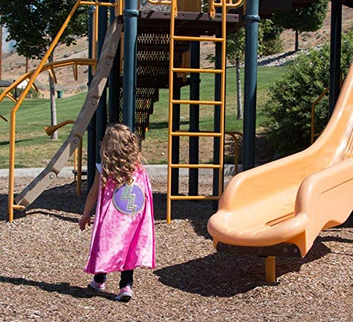 Little Adventures Super Hero Cape & Mask Set Costumes Age 3-8 (Pink Lightning) - Machine Washable Child Pretend Play and Party Dress-Up with No Glitter
