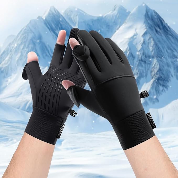 Winter Fingerless Gloves for Men Women,Waterproof, Touchscreen, Thermal Sport Gloves for Fishing Running Cycling Driving H...