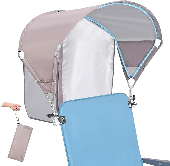 Universal Chair Umbrella Canopy, UPF 50+ Sun Shade with Adjustable Clamp, Fits Most Brands’ Beach, Camping, Lawn, Tanning,...
