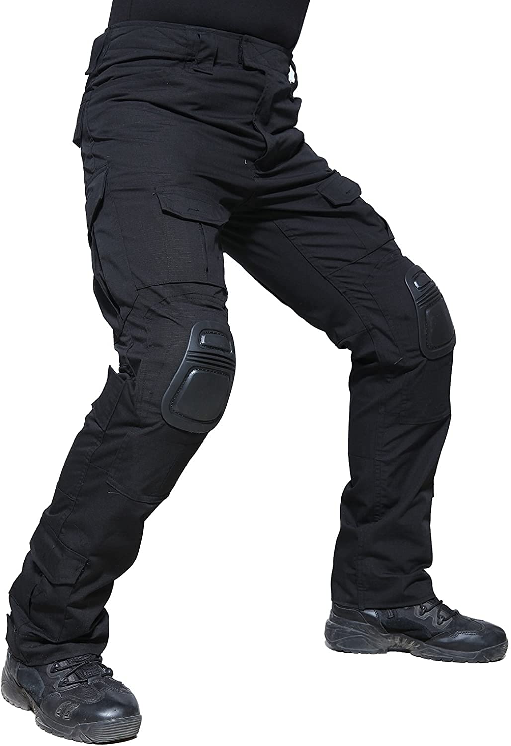 Lilychan Mens Tactical Military Suits Long Sleeve Rip-Stop Uniforms Combat Shirt and Pants Elbow Knee Pads (Black, XX-Small)-1