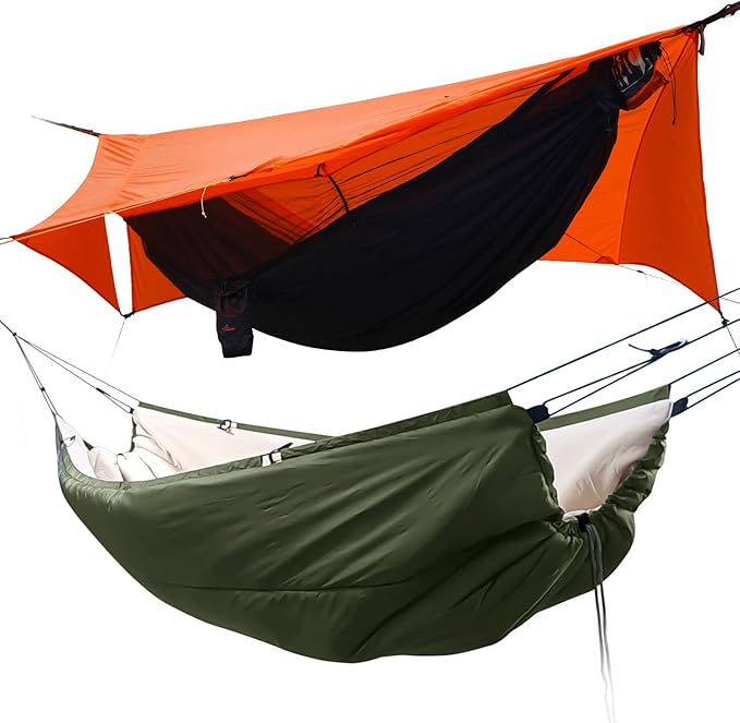 11Ft All-in-one Hammock Tent with Underquilt, Warm Insulation Ultralight 4 Season Under Quilt for Hammocks, Portable for H...