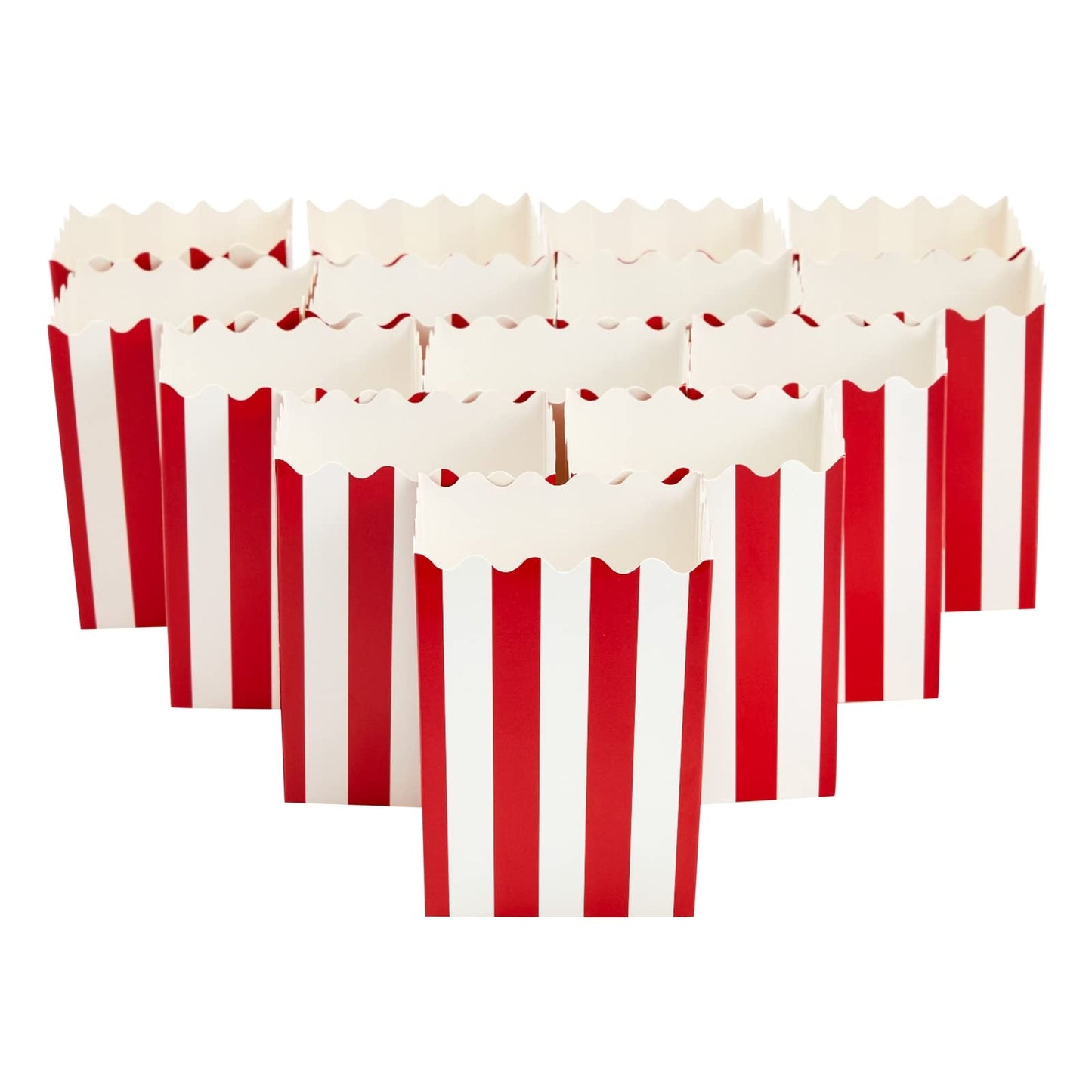 Juvale 100 Pack Red and White Mini Popcorn Boxes for Party, Bulk Paper Popcorn Containers for Movie Night Decorations (3 x 4 In)