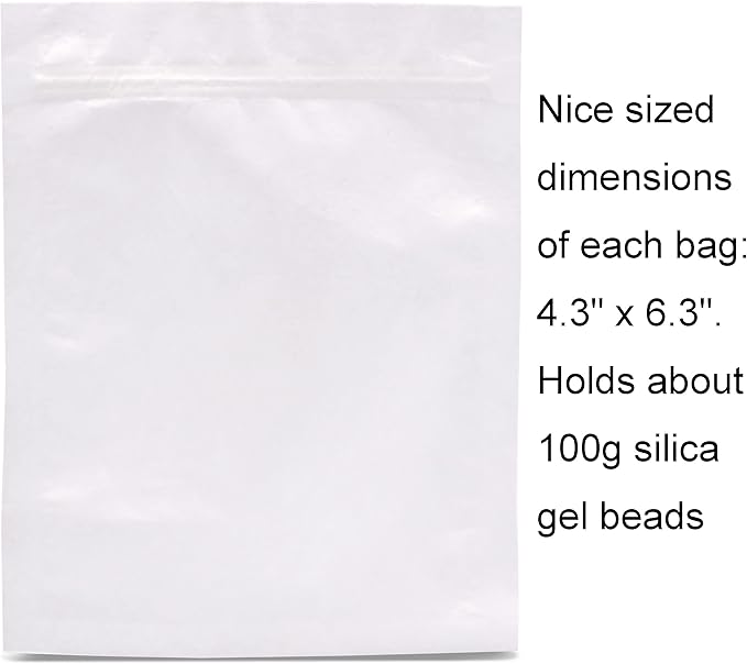 60 Packs Breathable Paper Bags, Zip Lock Storage Bags for Small Items, Silica Gel Beads, Desiccant, Jewelry, Samples, 4.3 by 6.3 Inch