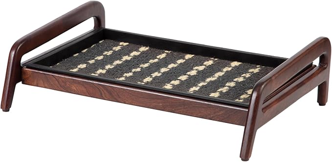 Anji Mountain Heavy Duty Waterproof Wooden Shoe Storage Mat Organizer/Boot Storage Tray Multi Use for Entryway with Coir, Gray and Ivory Insert, 1 Tier, Fits 2 Pair (26.5" Wide)