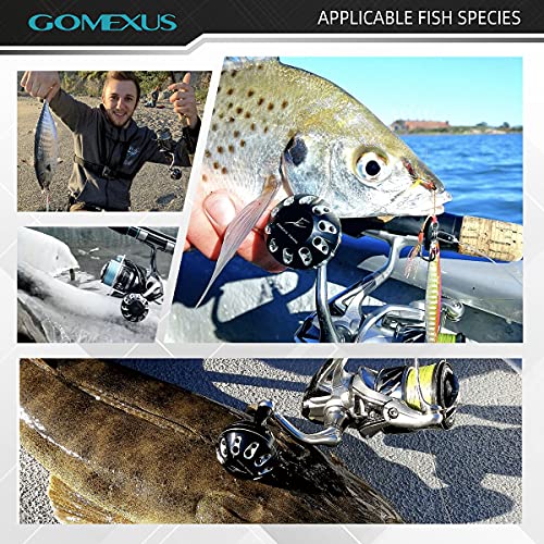 GOMEXUS Power Knob Compatible for Shimano Daiwa Penn Fishing Reel Handle Knob 38mm Metal with Shaft, Black Silver
