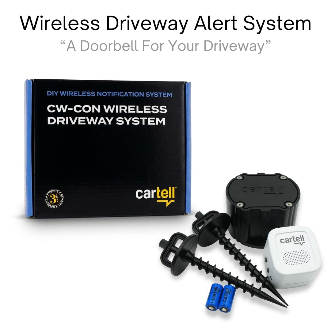 Cartell Wireless Driveway System CW-CON Outdoor Weatherproof Alert System, Sounder and Sensor
