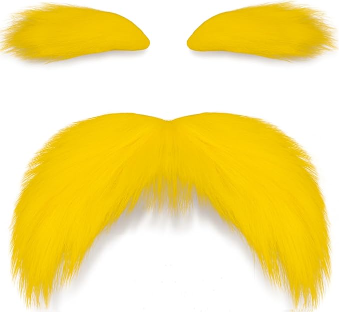 Shzbtdo Mustache and Eyebrows, Funny Cosplay Costume Accessories,Self Adhesive Fake Beard Mustaches Bushy Eyebrows 1