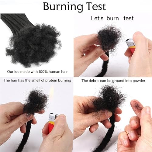 10 Inch 30 Strands Curly Loc Extensions Human Hair, 0.4cm Width 100% Human Hair Dreadlock Extensions for Men/Women, Can be Dyed Soft Dreads Extension