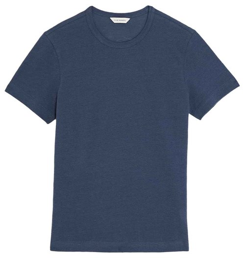 CLUB MONACO Men's Short Sleeve Indigo Henley, Navy/Bleu Marine