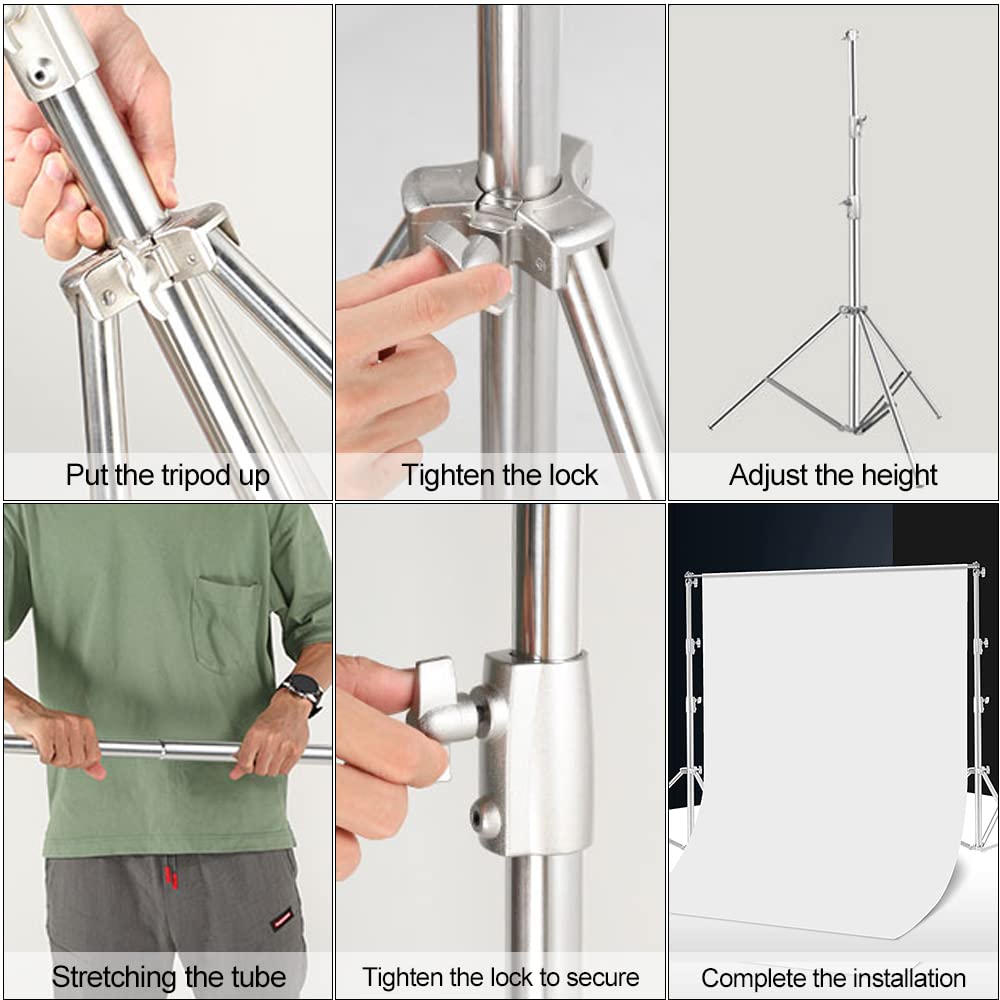 Photo Video Studio Backdrop Stand, 9.19ft Stainless Steel Backdrop Support System Background Stand with Carry Bag for Portrait & Studio Photography