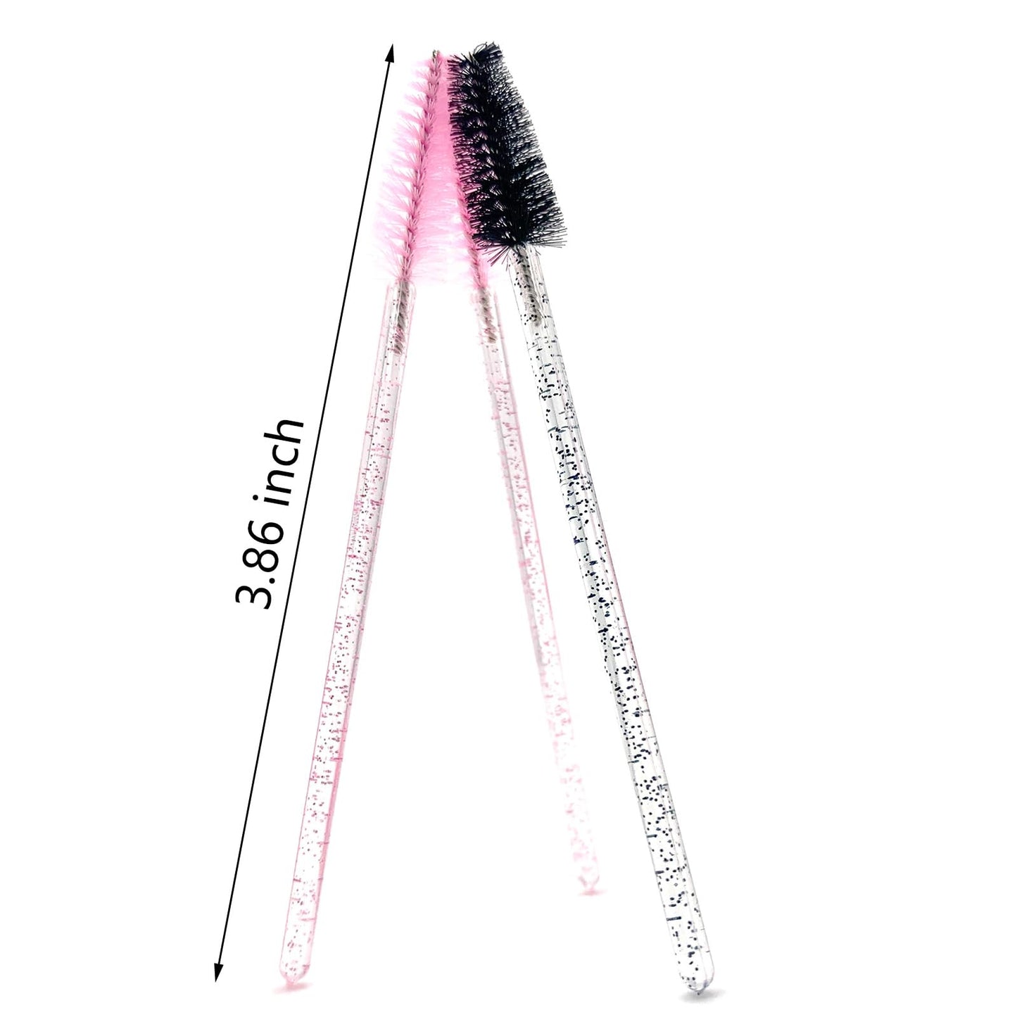 BIDEX 200 Pcs Disposable Mascara Wands, Spiral Lash Brush Applicators with Crystal Handles, Lash Spoolies for Eyelash & Eyebrow