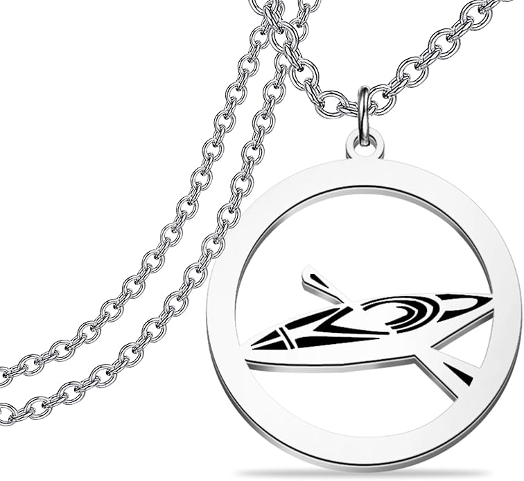 LQRI Kayak Necklace River Kayak Pendant Necklace Camping Canoe Gift Kayaking Boater Kayak Gift