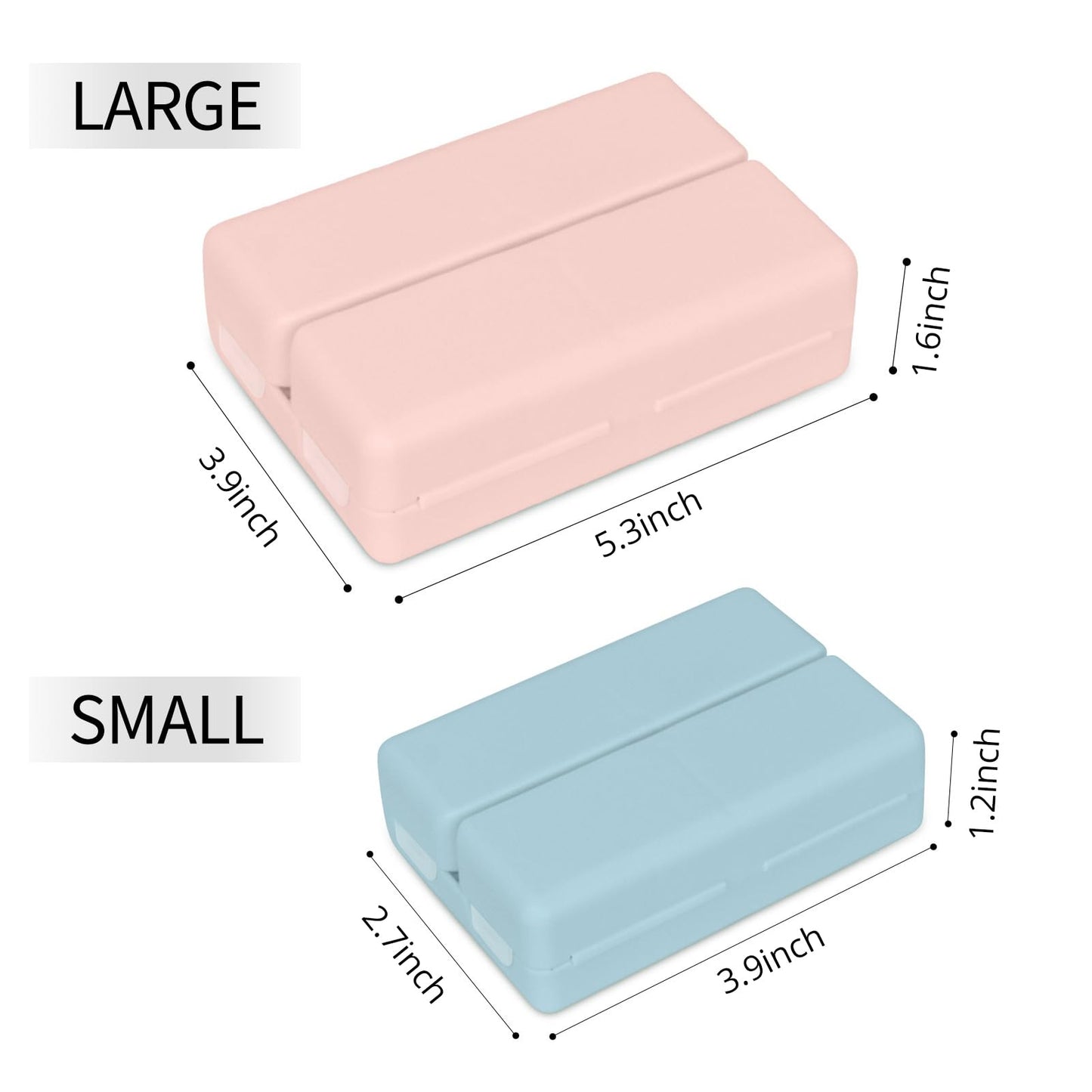 FYY 2 Pcs Daily Pill Organizer, 7 Compartments Portable Pill Case Travel Pill Organizer,[Folding Design] Pill Box for Purse Pocket to Hold Vitamins,Cod Liver Oil,Supplements and Medication-Navy+Pink