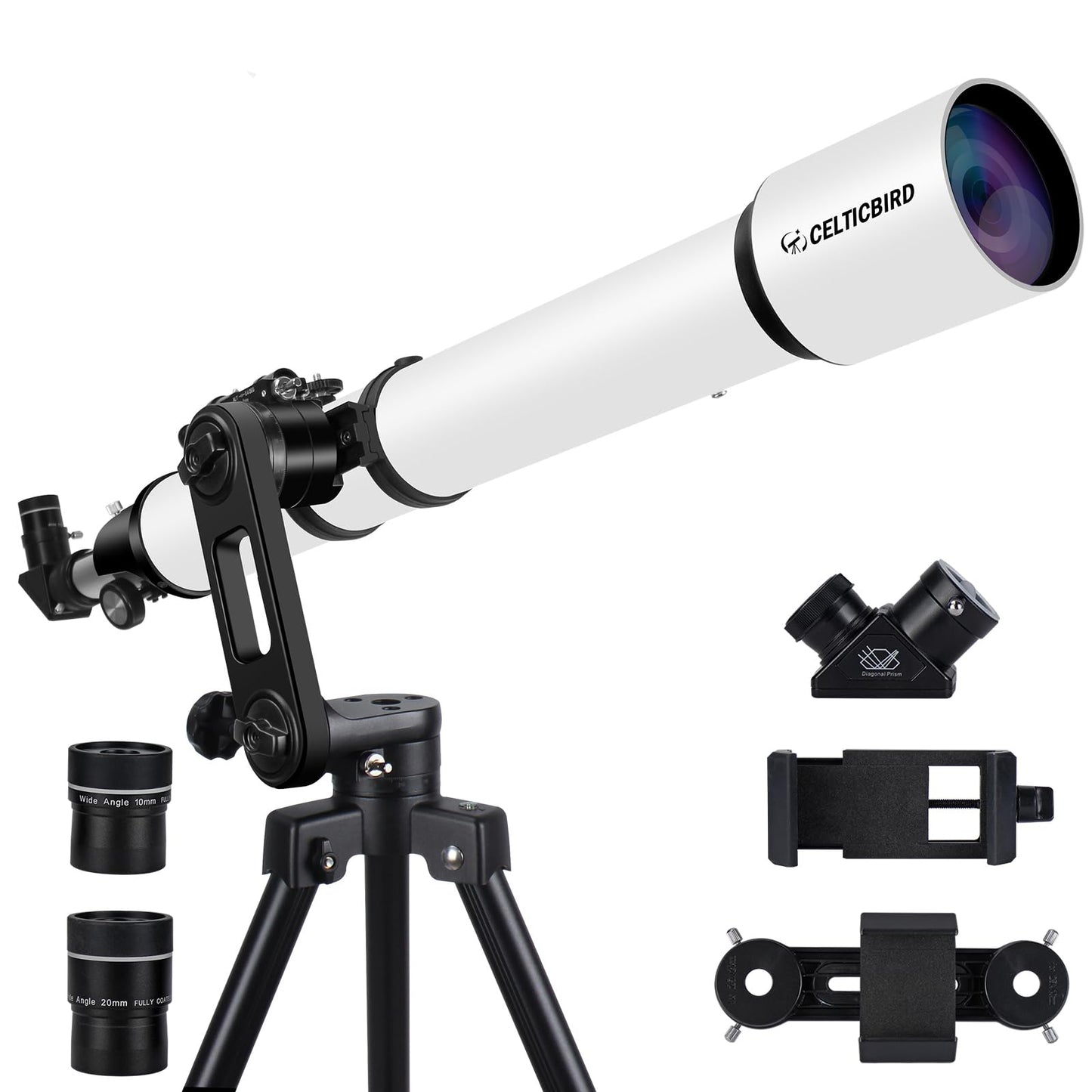 Telescope for Adults High Powered, 90mm Aperture 1000mm Refractor Telescopes for Adults Astronomy Telescopio with High Precision Adjustment, Ultra-Stable Vertisteel AZ Mount Base Tripod, Phone Adapte