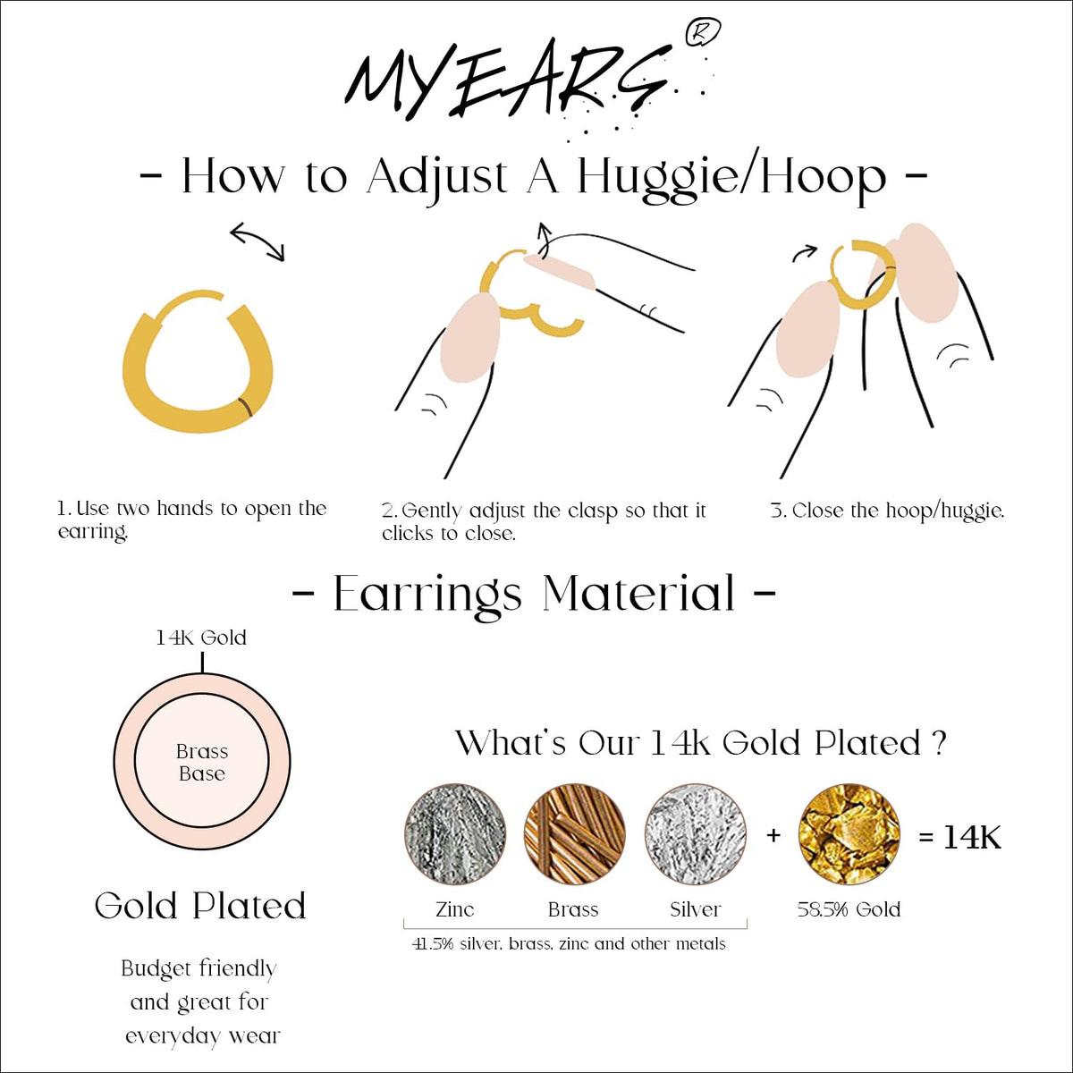 MYEARS Women Spike Earrings Gold Huggie Hoop Cone Dangle Drop Cubic Zirconia 14K Gold Plated Small Simple Hypoallergenic Everyda