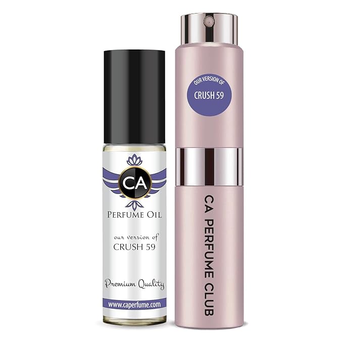 CA Perfume Duo Impression of Crush 59 For Women Perfume Layering Set Long Lasting Travel Size EDP + Body Oil Roll-On Bottle 0.27 Fl Oz+0.33 Fl Oz