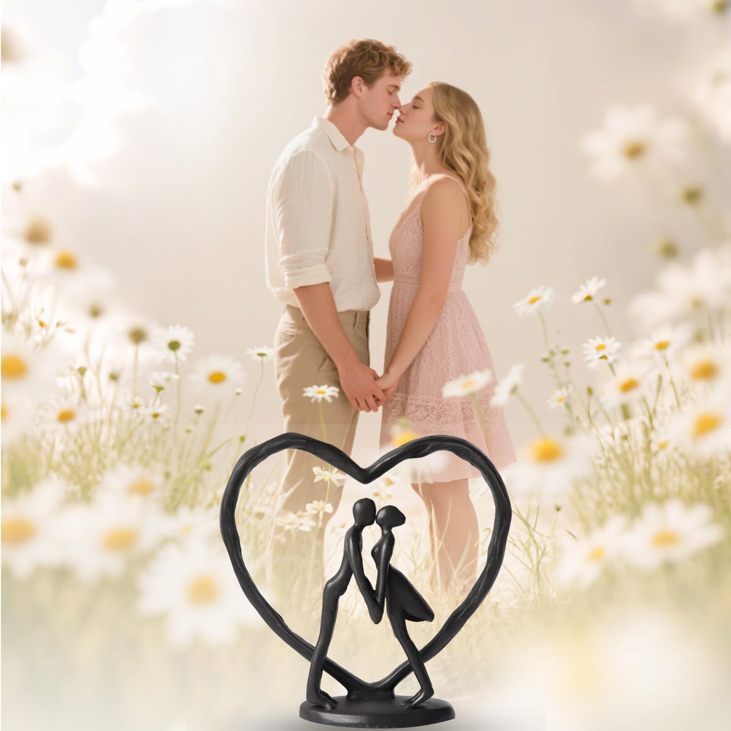 Sipujade Iron Anniversary Wedding Gifts for Wife/Her/Him,Wedding Gifts for Couples,Valentine's Day,Birthday,6th Anniversary Keepsake,Handcrafted Iron Couple Statue Decor