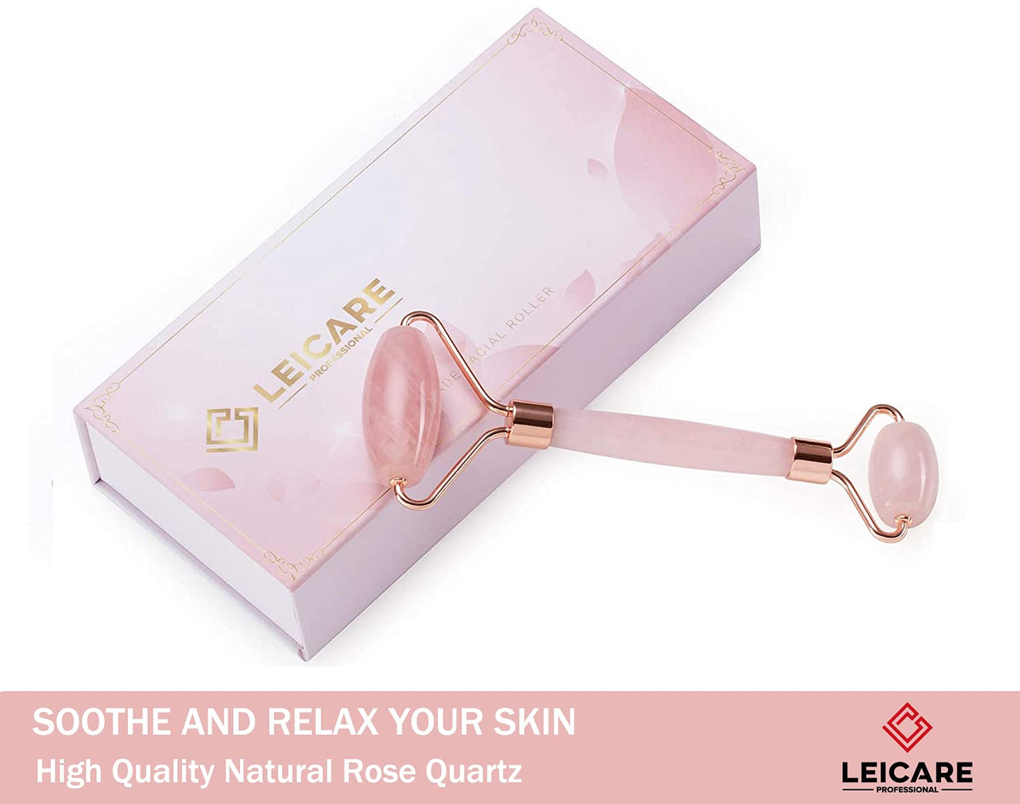 Jade Roller for Face - Rose Quartz Face Roller Skin Care - Stone Facial Roller, Face Massager for Women, Relieve Stress, Remove