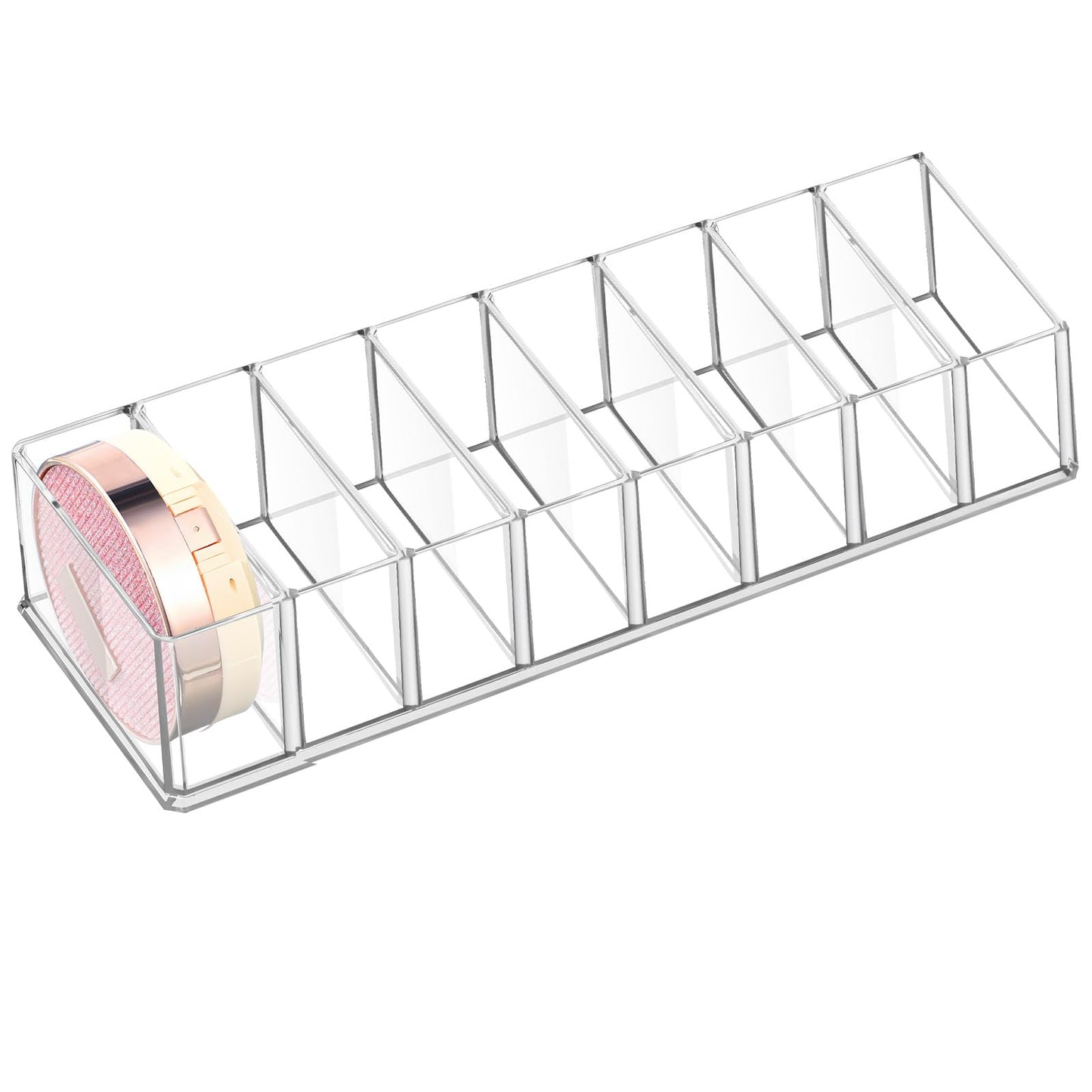 Tuanse 8 Pcs Acrylic Makeup Compact Organizer Detachable 8 Spaces Clear Vanity Drawer Organizer Eyeshadow Palette Storage for Li