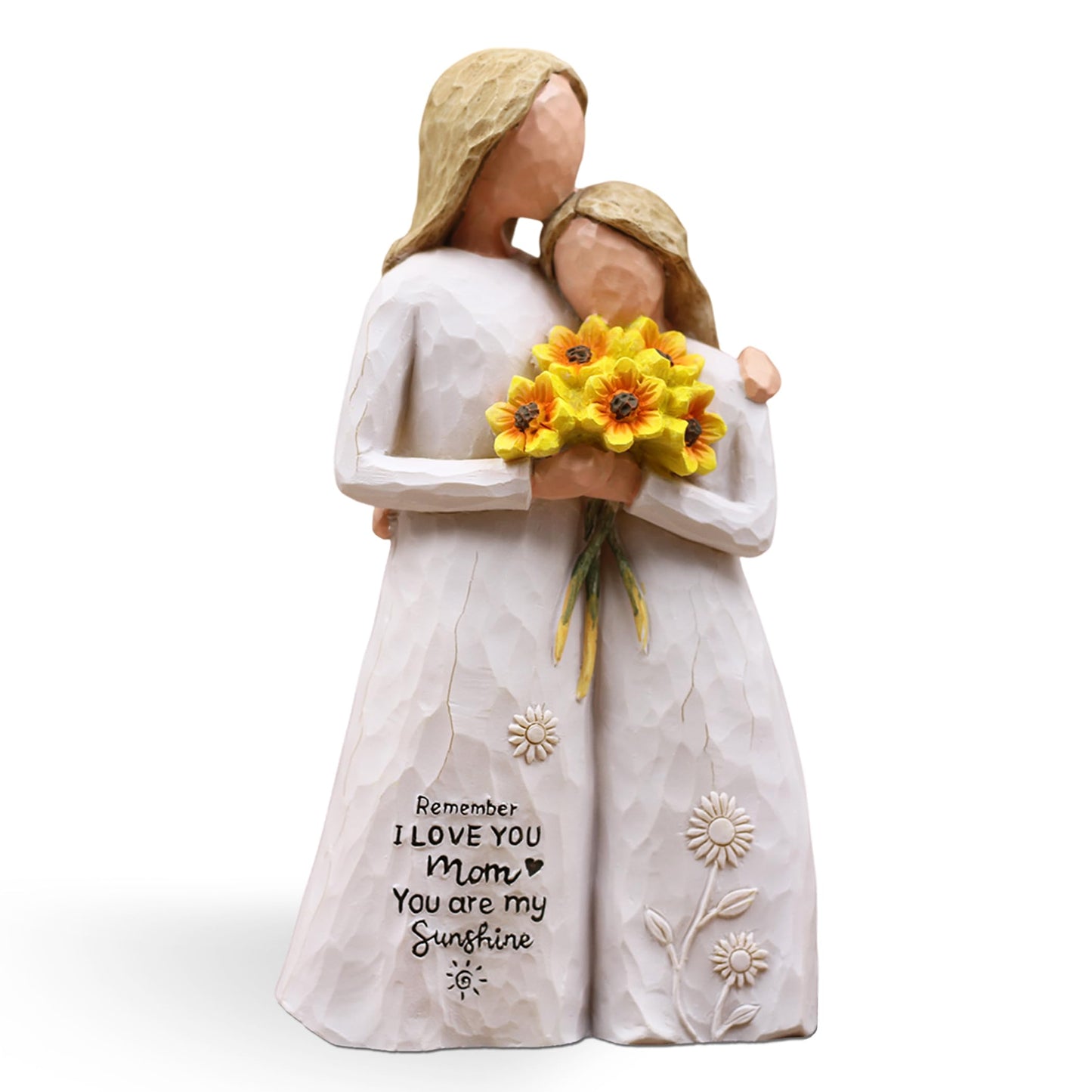 AUMELO Mom Birthday Gifts from Daughter, Gifts for Mom, Hand-Painted Mother Daughter Figurine Holding Sunflowers, 5.7" Resin Statue for Mothers Day, Christmas, Mother of The Bride