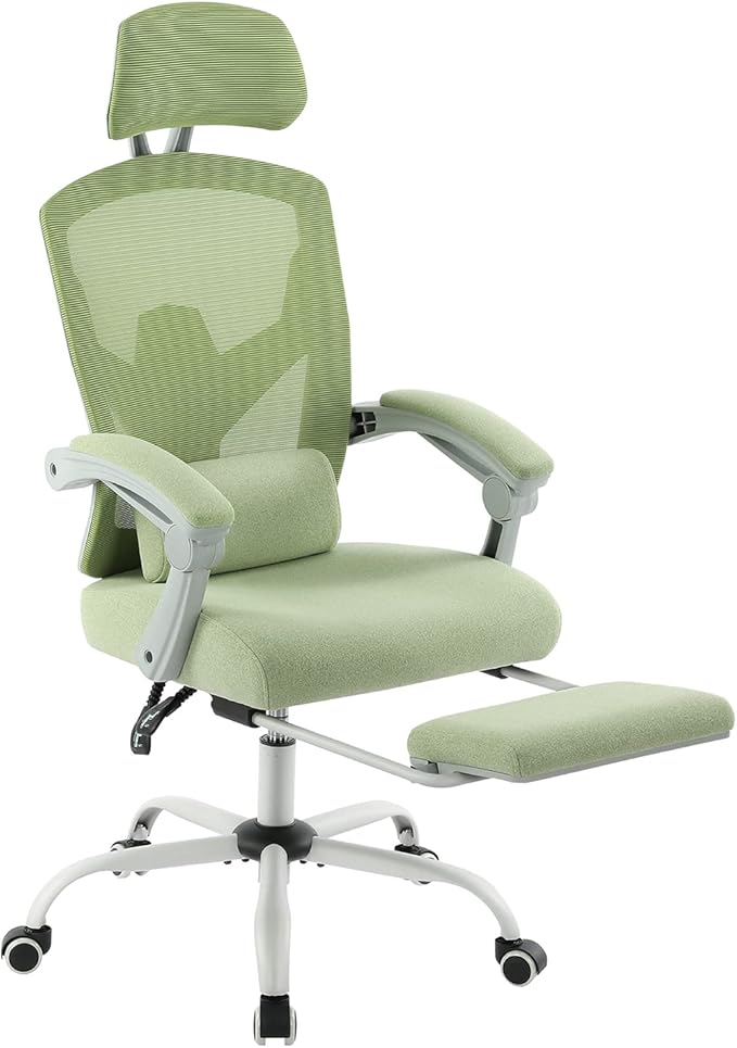 DUMOS Office Desk Chair with Footrest Ergonomic Gaming Chair for Adults Computer Mesh, Lumbar Support,Swivel Reclining wit...