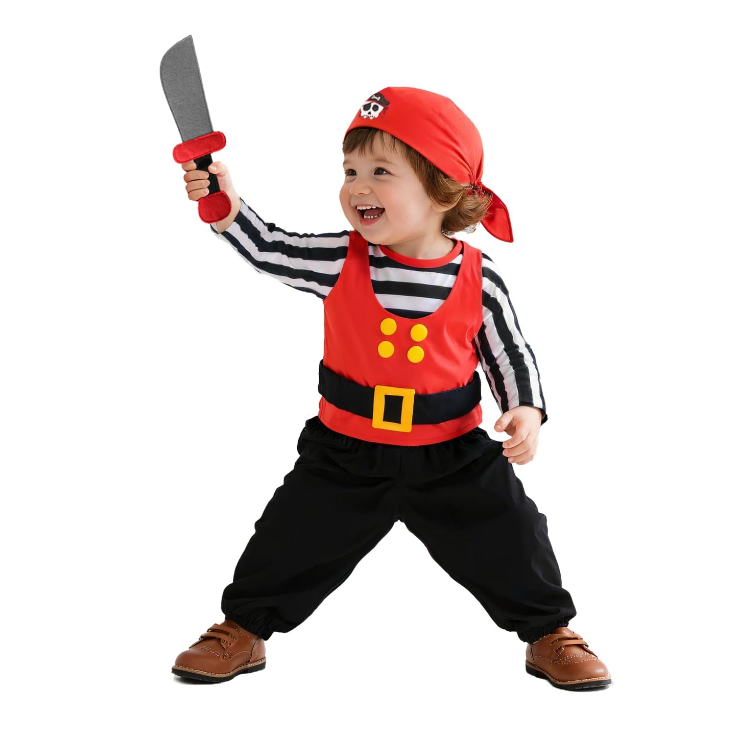 MCJC Baby Pirate Costume Set with Accessories for Toddlers, Cosplay Dress Up Set for Halloween