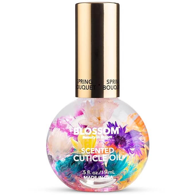 Blossom Cuticle Oil for Nails, Hydrating, Moisturizing, Scented Nail Oil Cuticle Care, Infused with Real Flowers, Made in USA, 0.5 fl. oz, Spring Bouquet