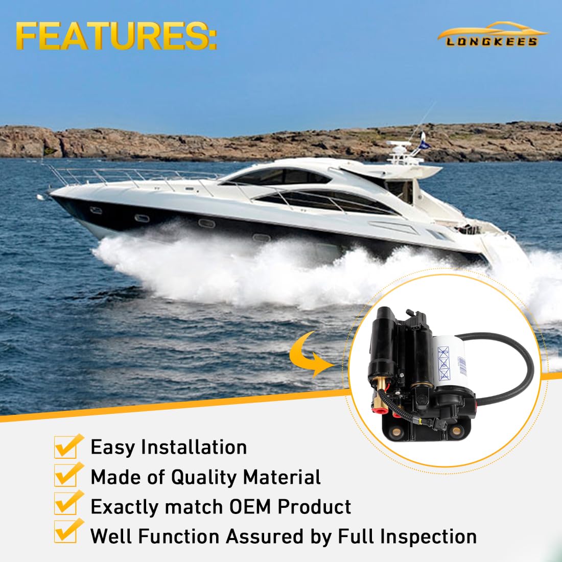 Electric Fuel Pump Assembly FIT for Volvo Penta 4.3 5.0 5.7 GXi Gi OSi Marine Engines, Replace 21608511 3861355 3860210, High & Low Pressure EFI Fuel Pump