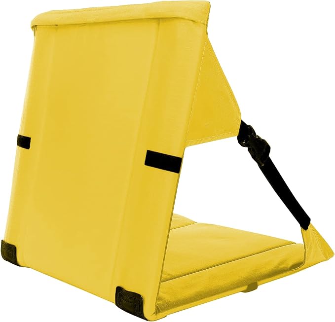 LynsaTac Folding Stadium Seat Cushion with Backrest, Portable Bleacher Pad for Camping, Fishing,15.8'' x 16.5'',Lightweight Chair with Backrest for Outdoor Sports and Concerts (Yellow)