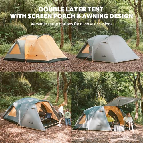 Naturehike KOTA 4/6/8 Person Camping Tent, Double Layer Waterproof 4 Person 6 Person 8 Person Tents for Camping, Large and...
