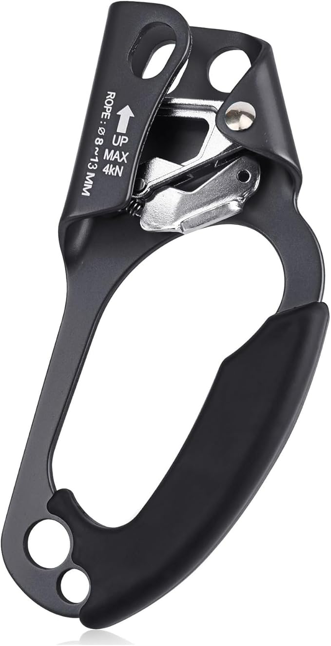 QKURT Mountaineering Climbing Hand Ascender, Right Hand Ascender Rock Climbing Tree Arborist Rappelling Gear Equipment Rop...