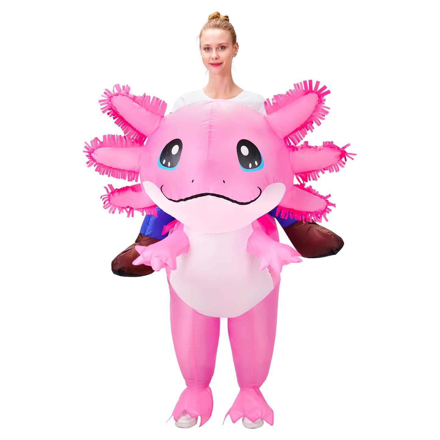 Stegosaurus Axolotl Costume Inflatable Costume for Adult Halloween Costumes Air Blow up Costumes Funny Ride on Axolotl Costume for Cosplay Party