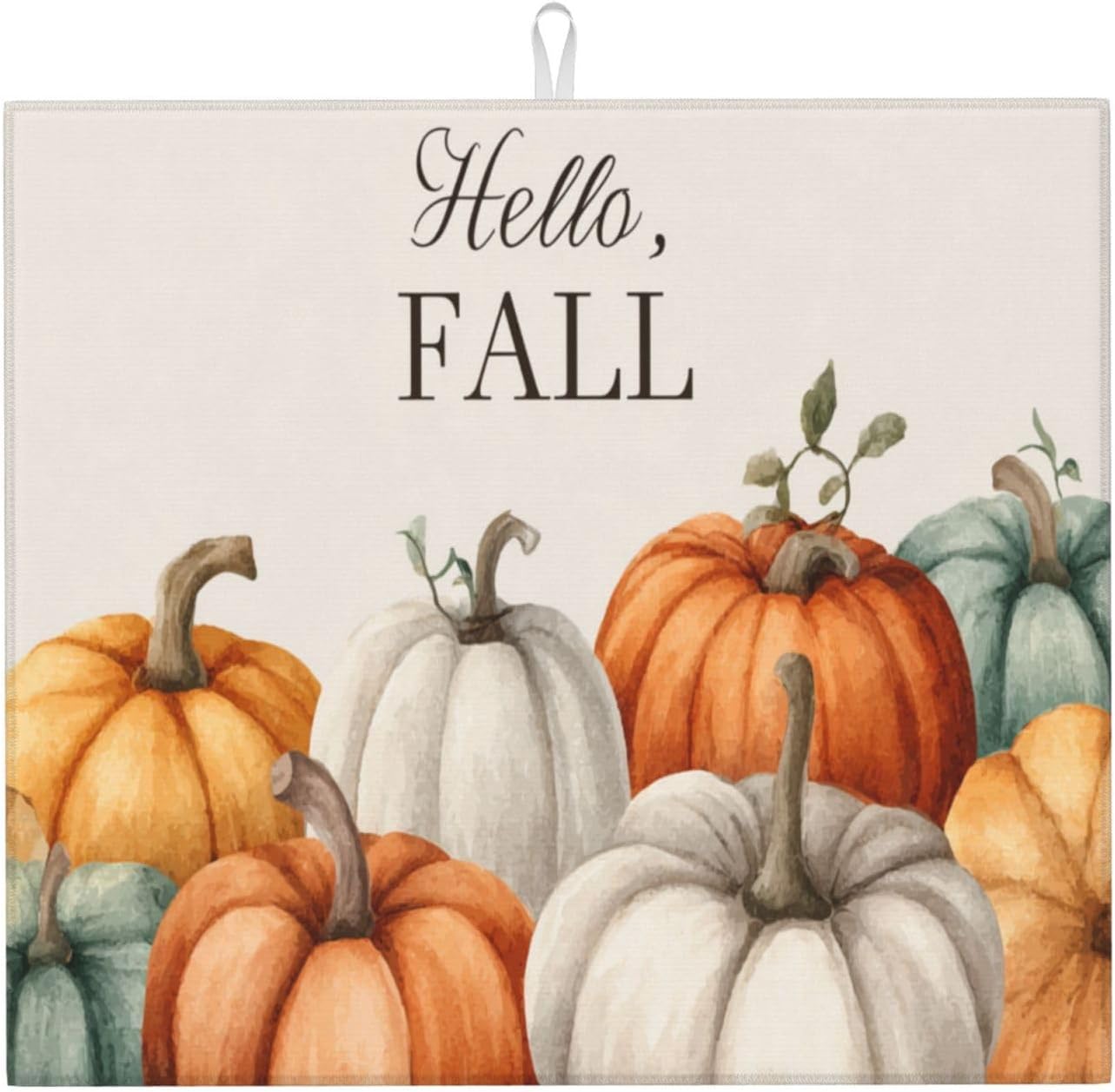 Dish Drying Mat Pumpkin Fall Autumn Thanksgiving for Kitchen Counter Absorbent 16x18 Inch Microfiber Dishes Plate Glass Dry Draining Pad Reversible Washable