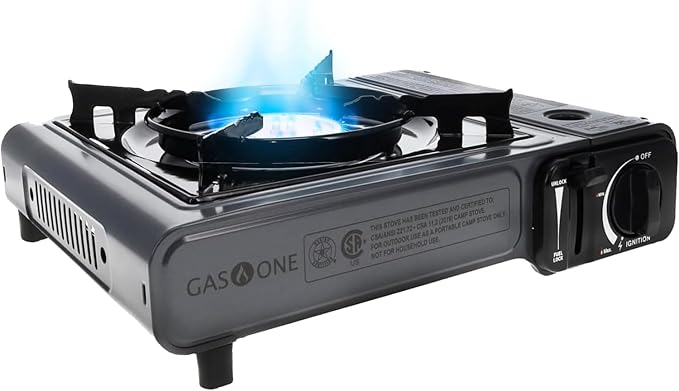 Gas One Portable Butane Camping Stove with Case: Automatic Ignition, Precise Heat Control - Camping & Tailgating and Outdo...